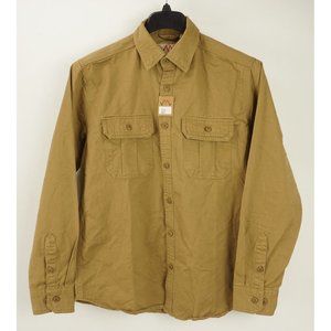 New Vimanron Handmade Men's XL Slim Tan Twill Long Sleeve Outdoor Field Shirt